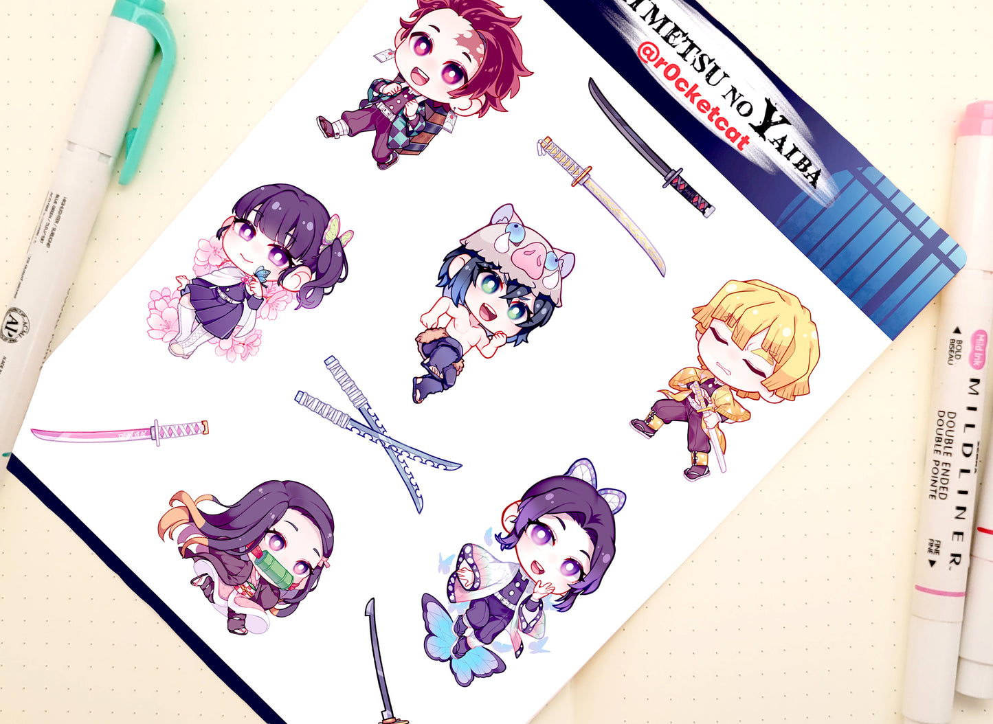 Demon Slayer | Sticker Sheet - r0cketcat Illustrations