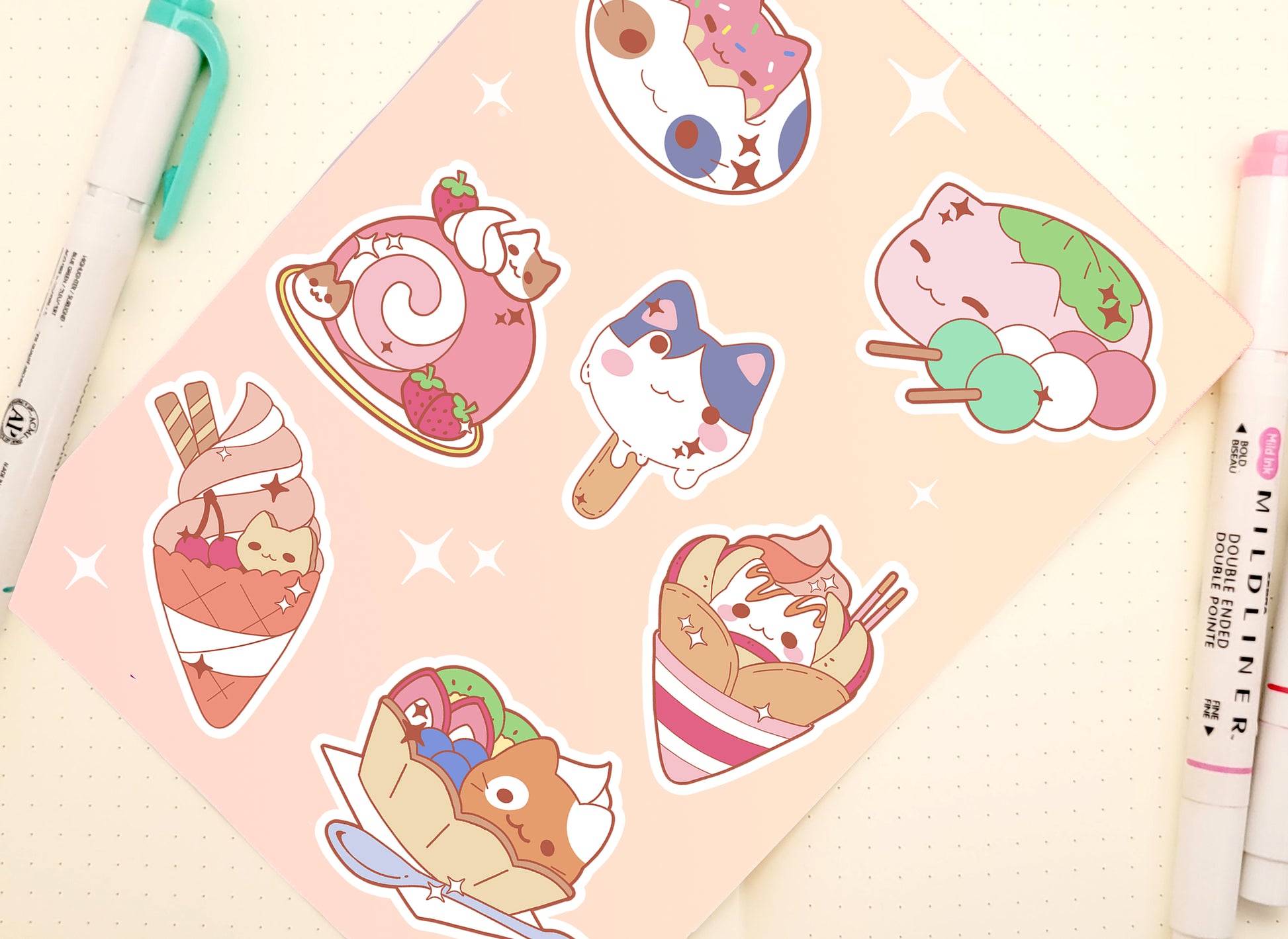 Sweet Cat Cafe | Sticker Sheet - r0cketcat Illustrations